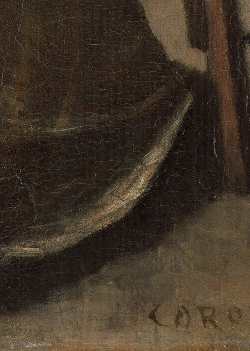 The woman holds a mandolin, a symbol of music.