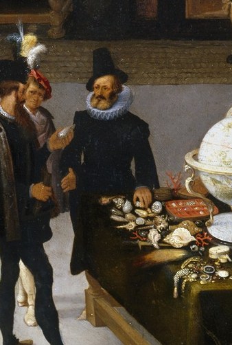 Nearby, a scholar points to a globe, discussing exploration and geography.
