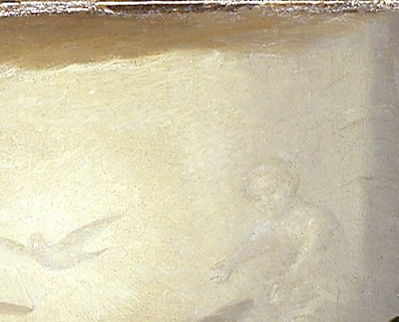 Allegorical figures seal a treaty under a divine light.