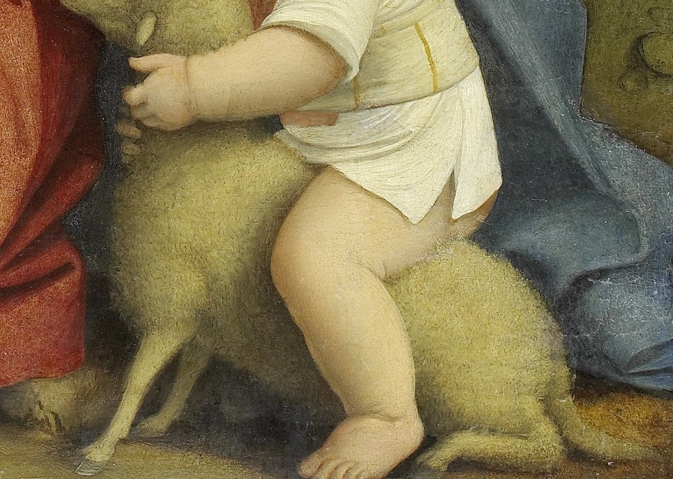 A lamb stands for Christ's sacrifice.