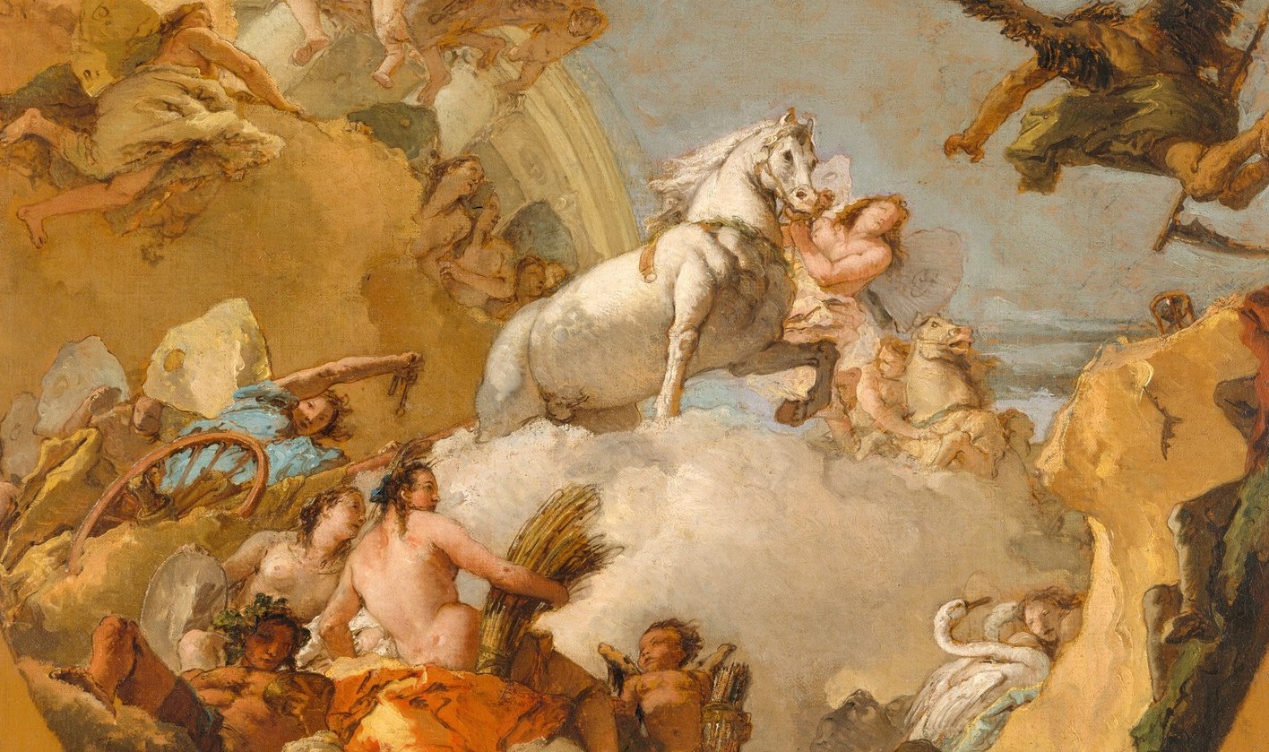 Tiepolo's signature virtuoso cloud painting , soft, volumetric, and weightless simultaneously , a textural passage that demonstrates why he was called to paint ceilings across Europe.