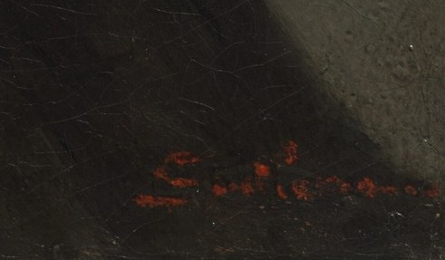 But in the lower right, a faint inscription hides in the shadow.