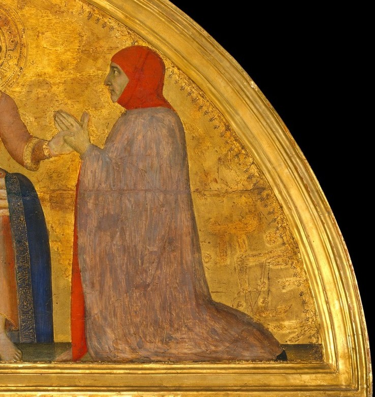 They fund a sacred panel. In return, they kneel here forever.
