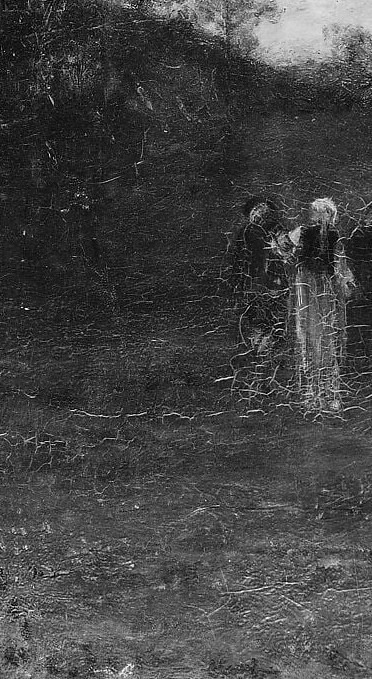 Likely witnesses or accusers; their closeness contrasts with the witch's solitude, encoding the social dynamic of the title