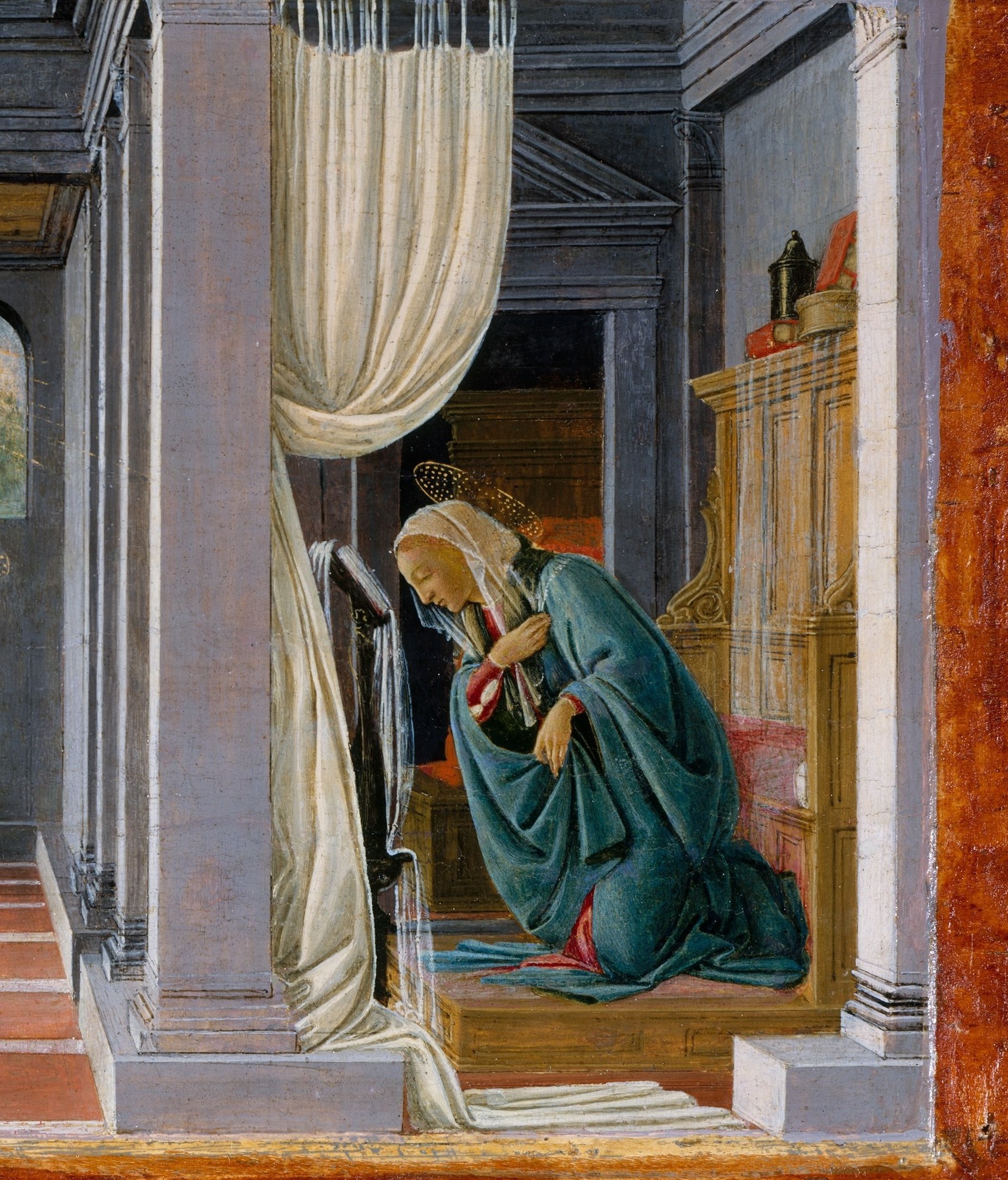Mary's robe is the costliest blue: lapis lazuli, ground from stone.