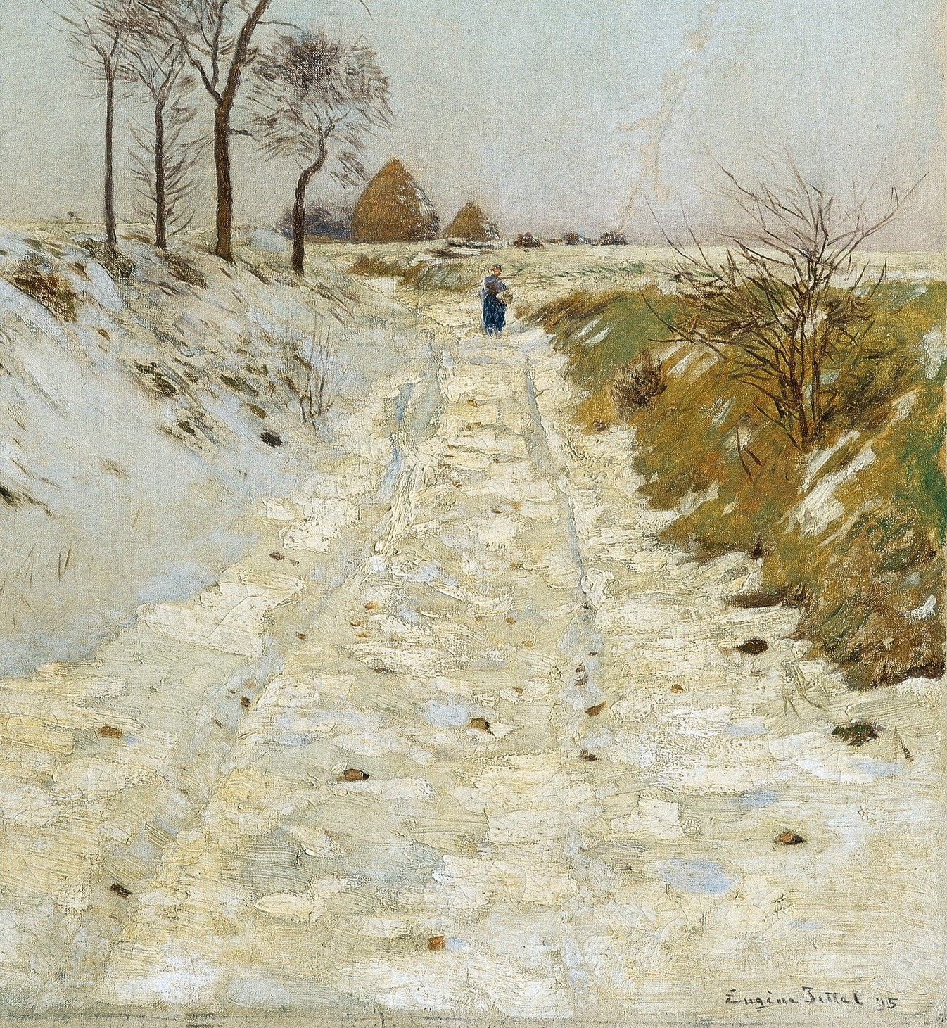 He used thick strokes to create the feeling of heavy snow.