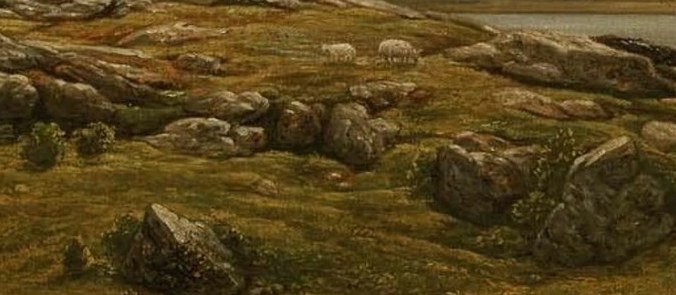 His brushwork renders the texture of these rocks with subtle care.