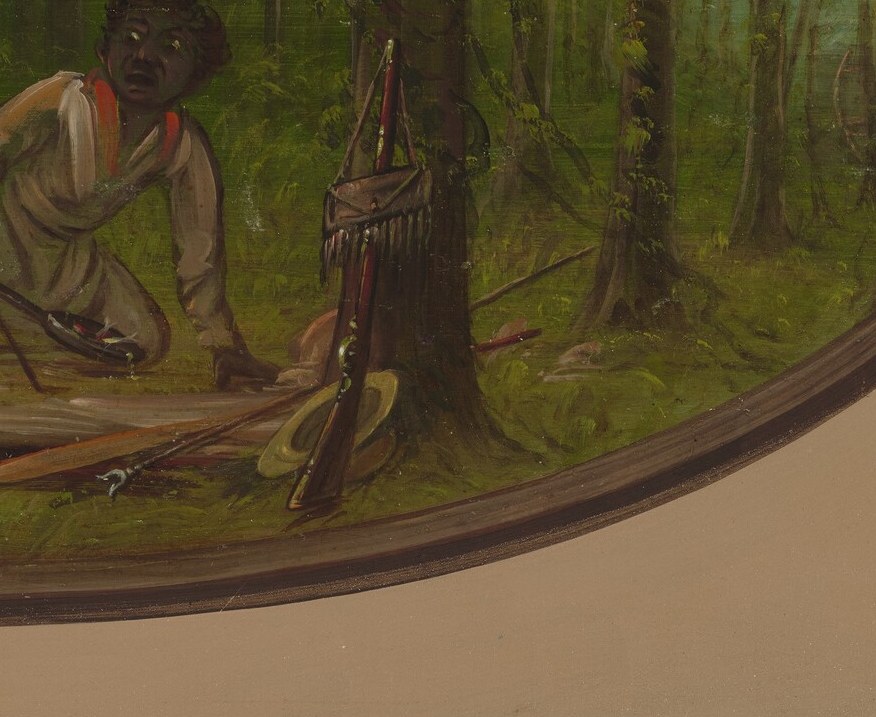Another figure tends to a small fire, a tiny detail of human life.