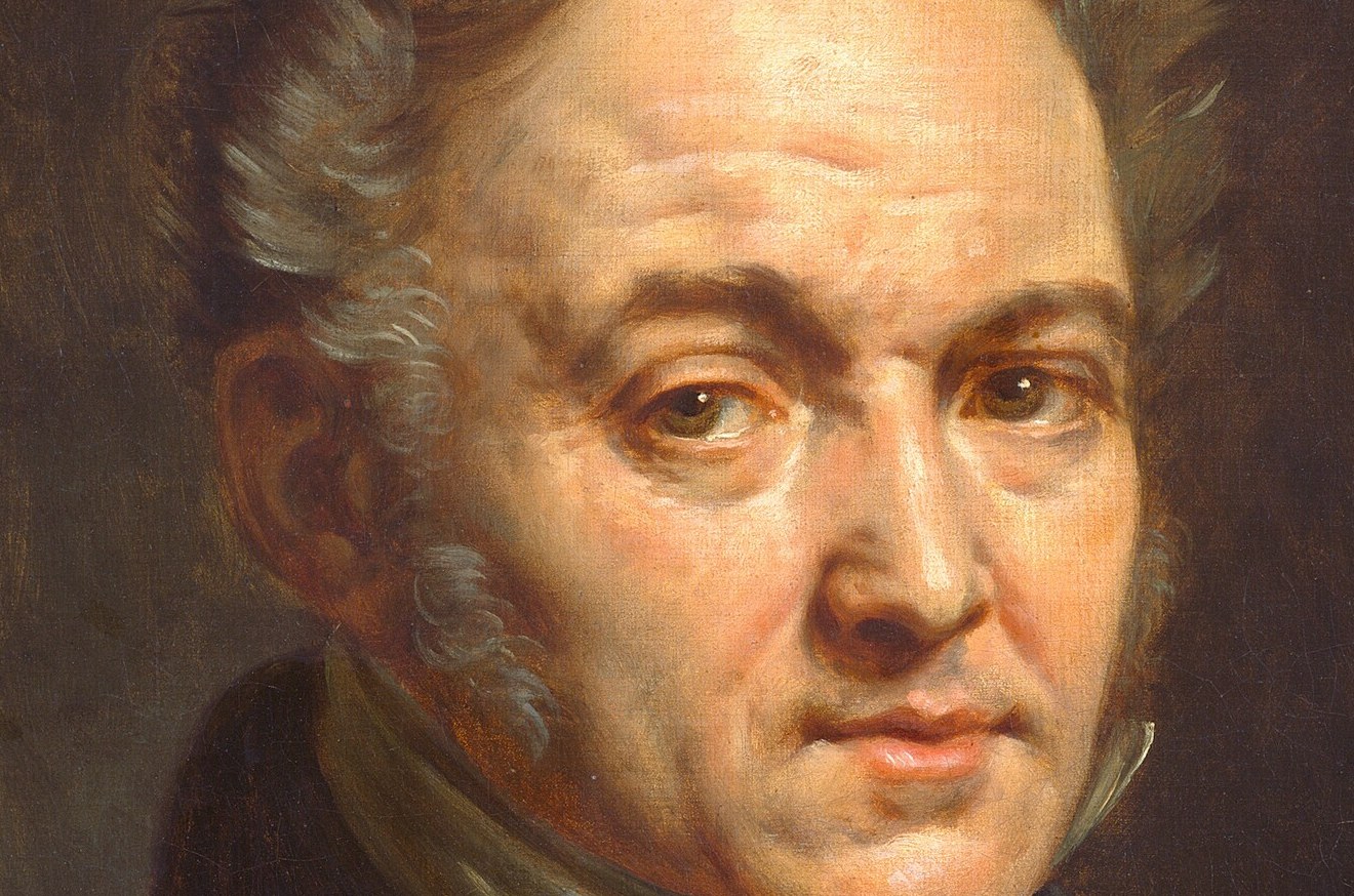 The rendering of the curly, graying hair suggests age and perhaps a distinguished status.