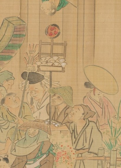 On the right, a child gets the only parasol.