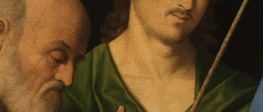 It's Saint Joseph, seemingly separate from the main group.