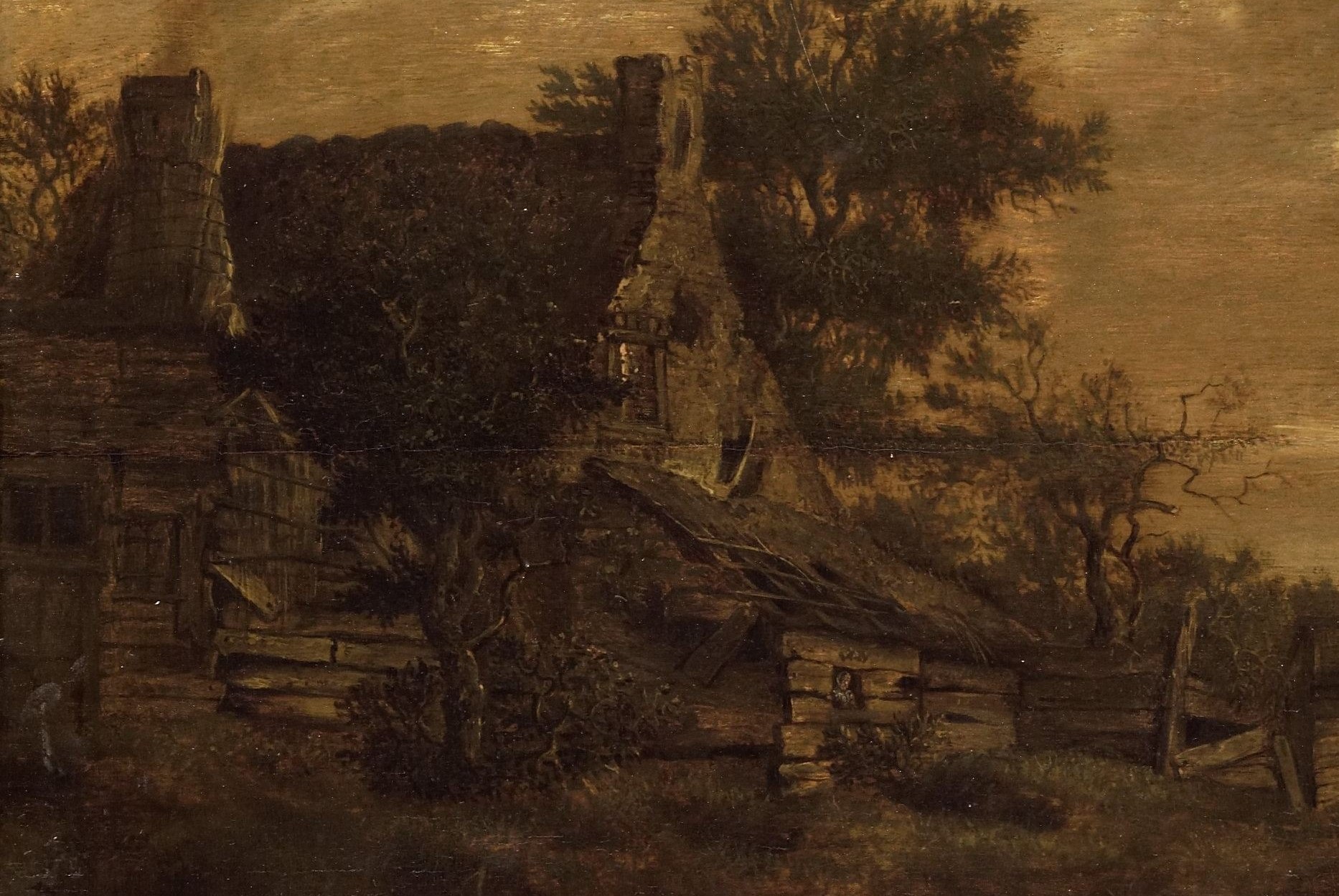 This structure anchors the composition and suggests human habitation, its aged appearance hinting at stories and history.