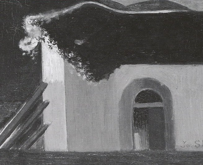 The simple, dark archway suggests a hidden interior, inviting contemplation and adding a touch of architectural interest.