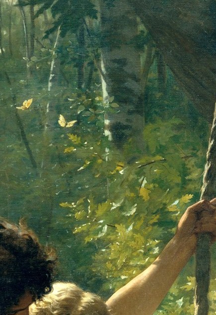 The emotional anchor of the composition , her expression captures innocent joy and the flush of spring romance; every close-up begins here