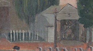 A tiny white coffin, barely visible against the dark clothes.