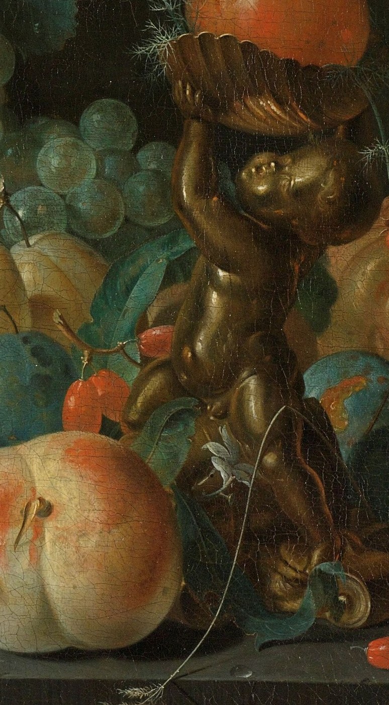 The artist specialized in fruit and flower still lifes.