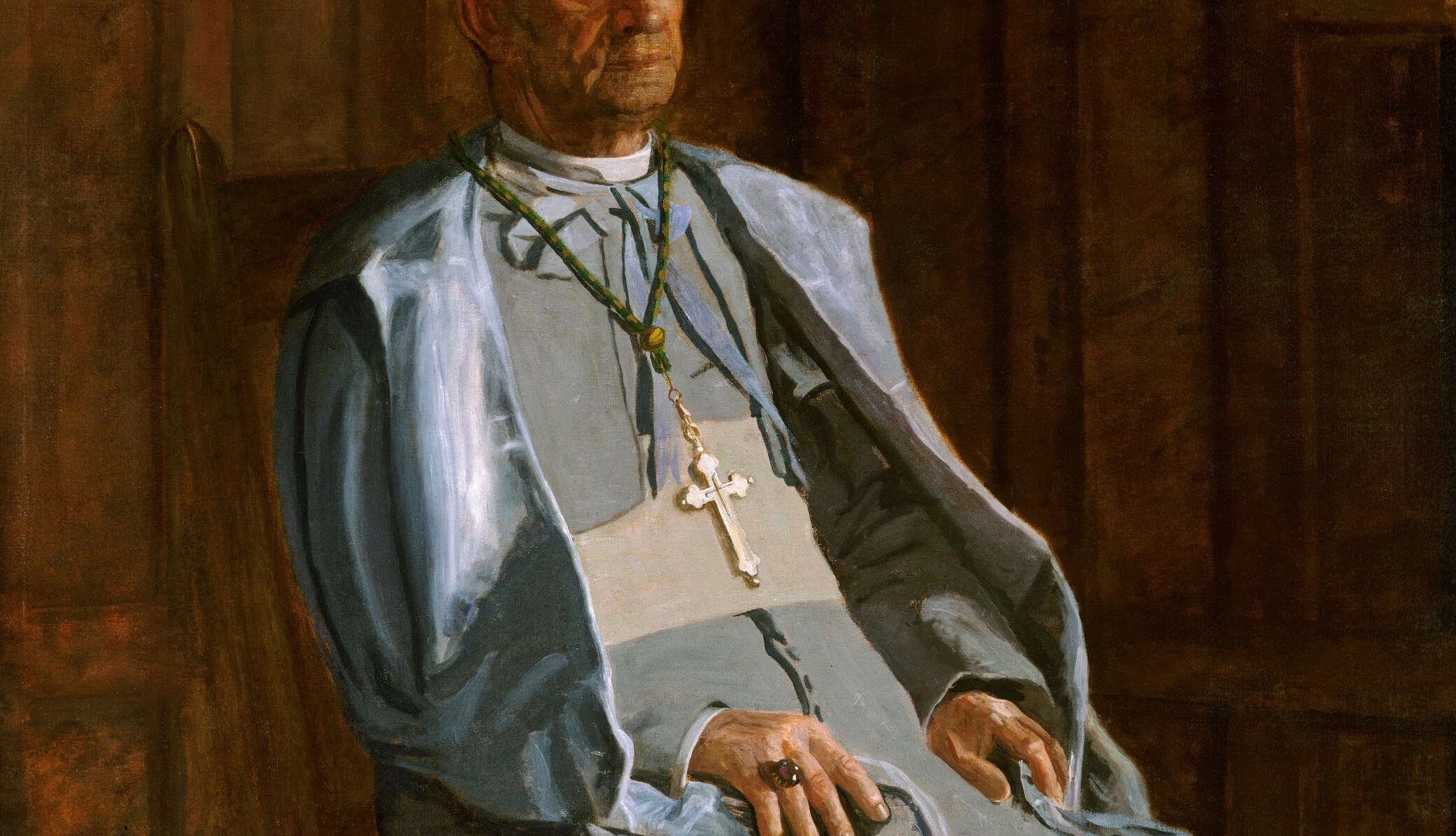 Now look at the delicate play of cool light on his mozzetta cape.