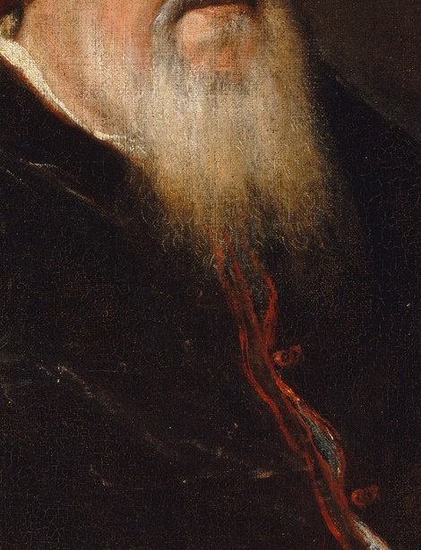 His voluminous white beard adds gravitas and wisdom.