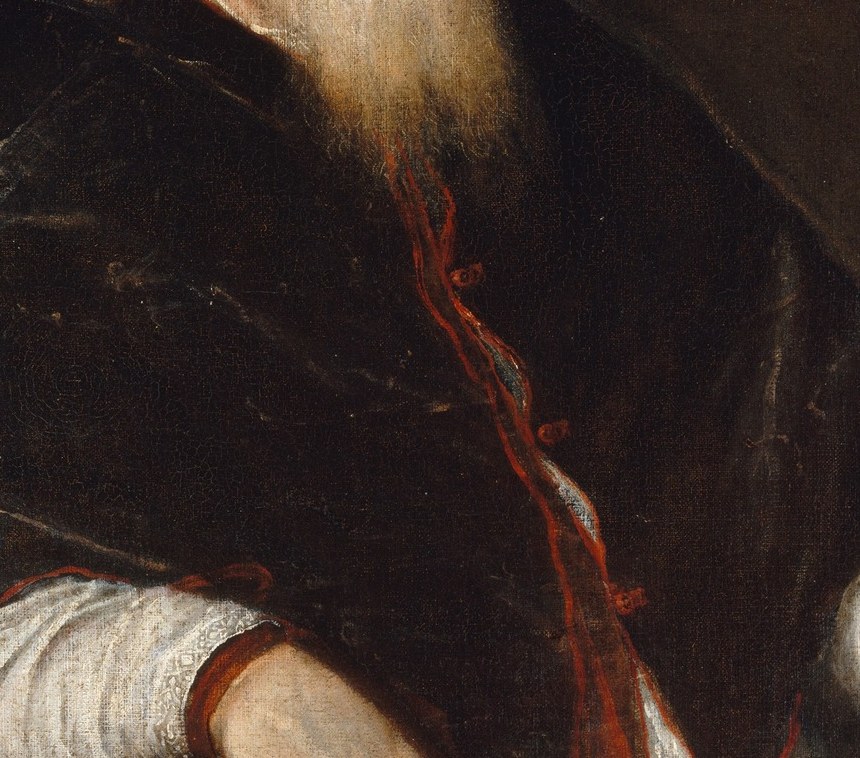 Titian's brushwork captured the rich velvet robe.