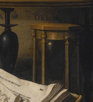 Even the clear glass of the hourglass fools the eye.