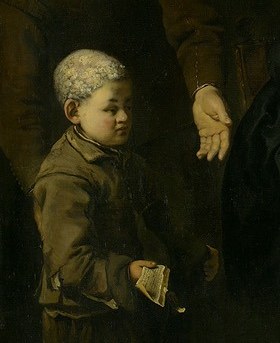 A young boy holds coins, hinting at the house's finances.