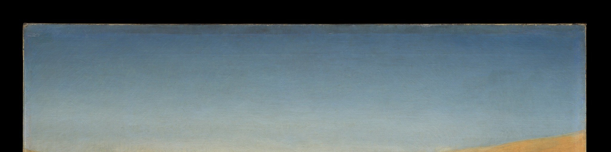 The vast empty sky dwarfs the human scene below, conveying the true scale of the desert and the insignificance of any caravan within it , scale as emotional argument