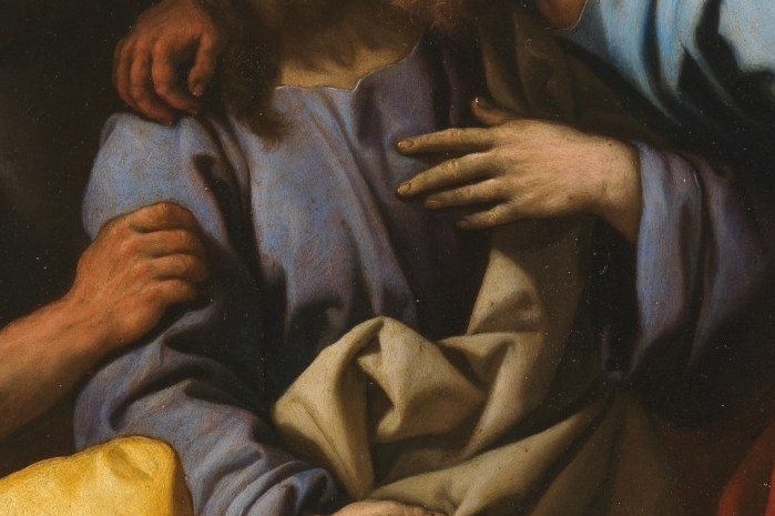 The artist, Luca Giordano, chose copper for its luminous surface.