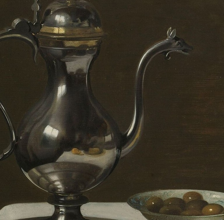 He even painted the glint on this silver ewer.
