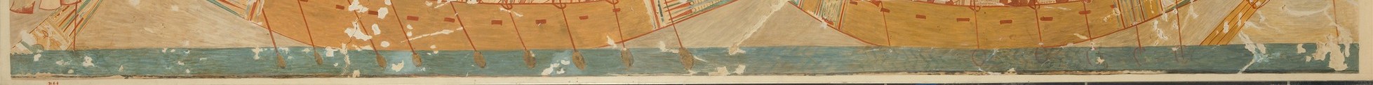 The stylized wavelets are the Egyptian hieroglyphic sign for water writ large , a graphic language where river and text merge into the same marks.