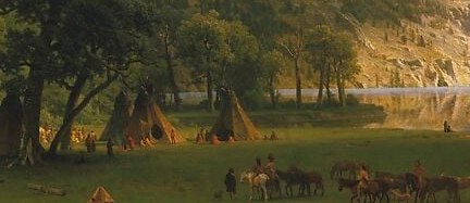 The human anchor of the composition; set comfortably in the landscape, yet 1863 audiences understood the encampment sat at the edge of erasure , presence and elegy at once.