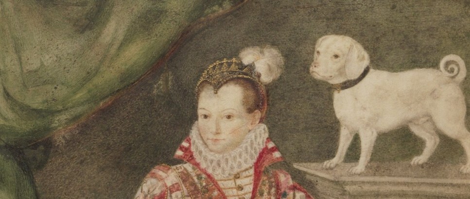 The multi-layered lace ruff is a precise status marker; its complexity signals wealth and dates the portrait to c.1600.