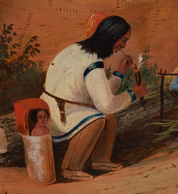 The pipe suggests a moment of reflection.