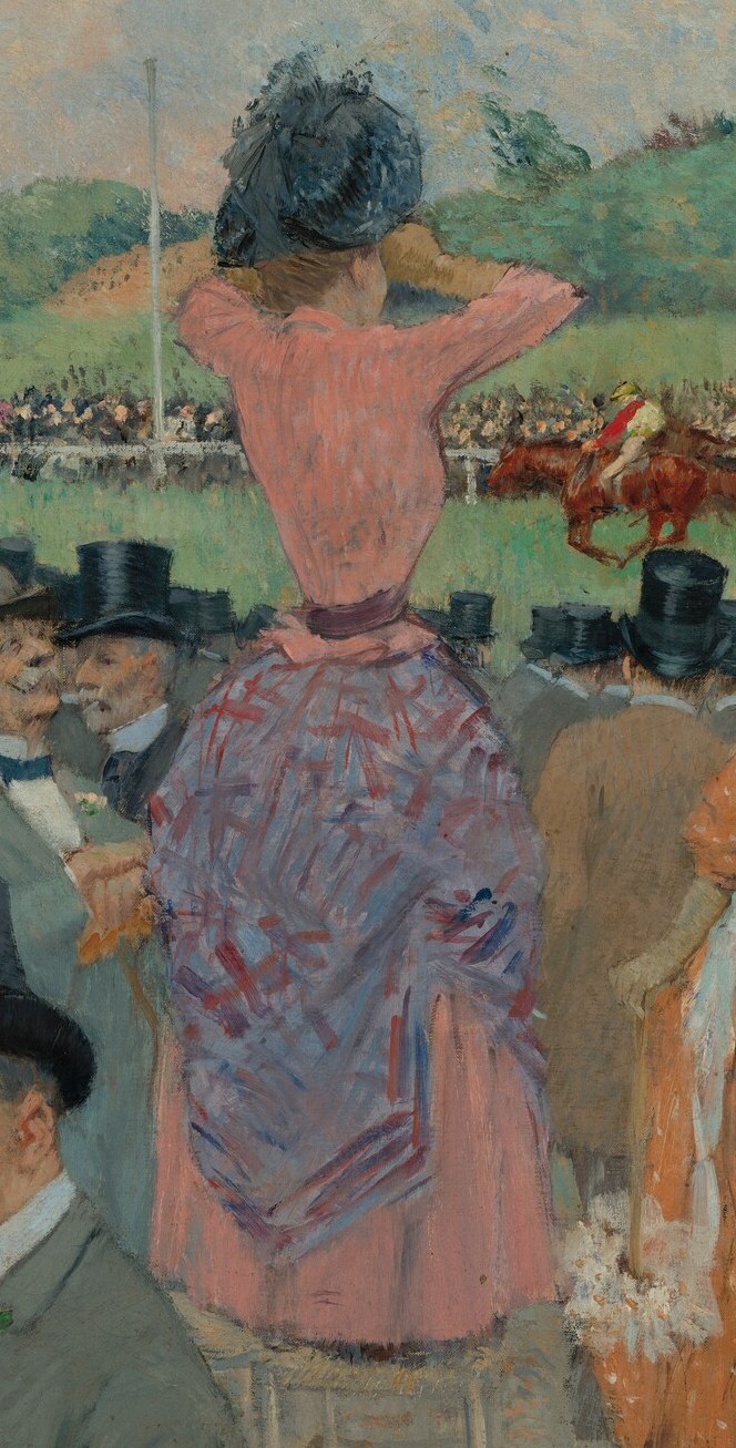 The fashionable dress was as much a spectacle as the race itself.