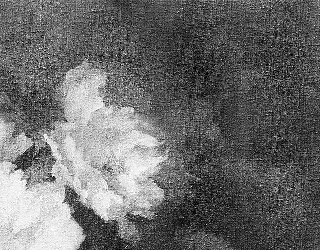 A secondary grouping that fills the upper canopy; petals here appear slightly less resolved, creating a deliberate depth recession that draws the eye back to the central bloom.