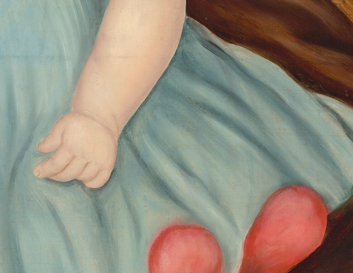 The artist used delicate glazes for soft light and texture.