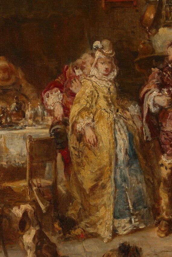 A woman in a vibrant yellow dress brightens the gathering.