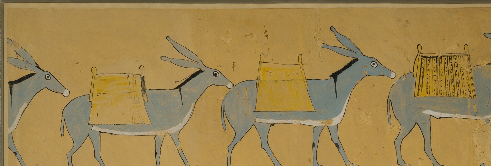 The repeating silhouette rhythm is a conscious artistic choice , Egyptian painters stacked identical figures to suggest a herd without foreshortening, a revealing convention worth pausing on.