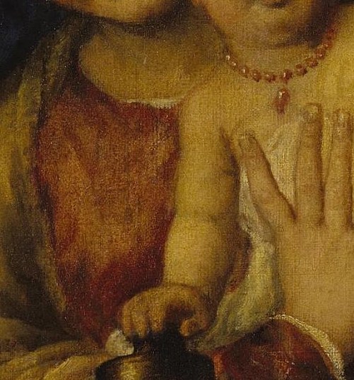 Notice the rich, deep folds of the Madonna's robe.