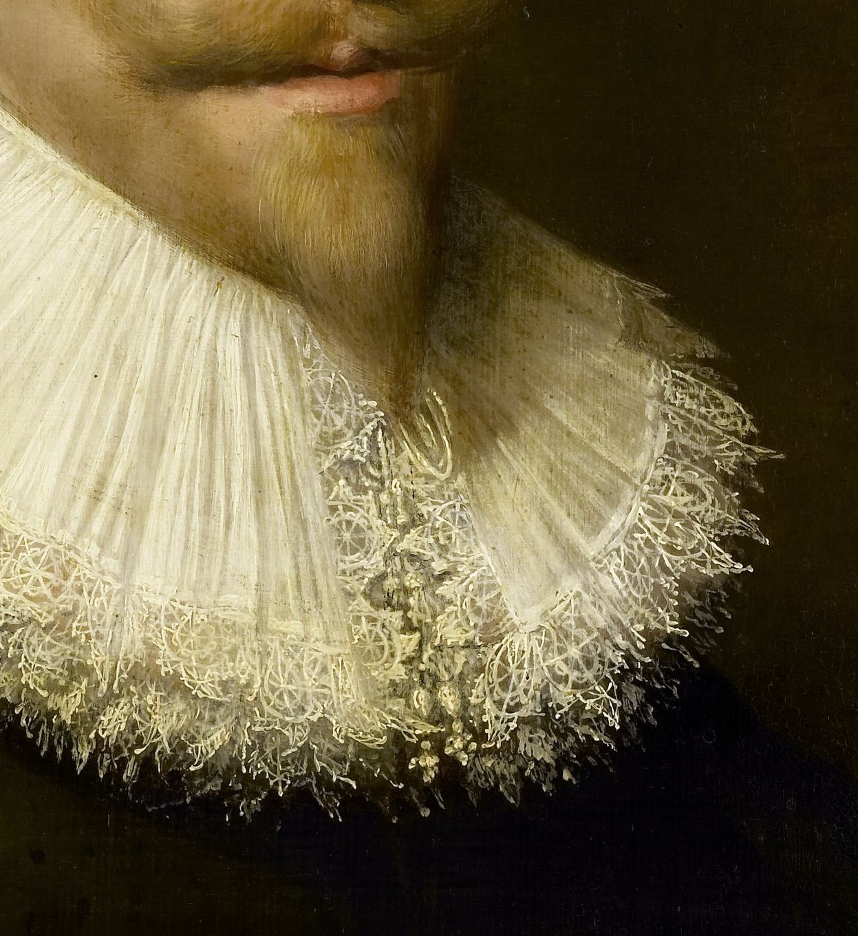 Look closely at his white ruff, a symbol of status.