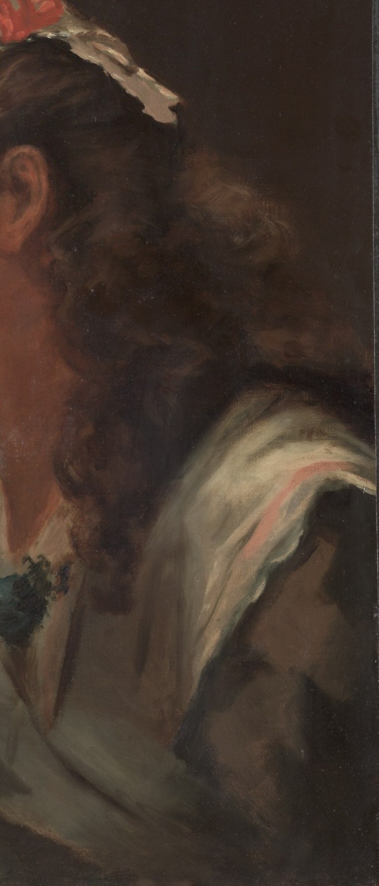 And in her hair, where light seems to flow through it.