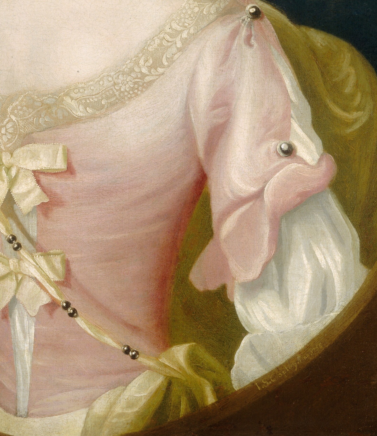 His early mastery is clear in the pink silk of her dress.