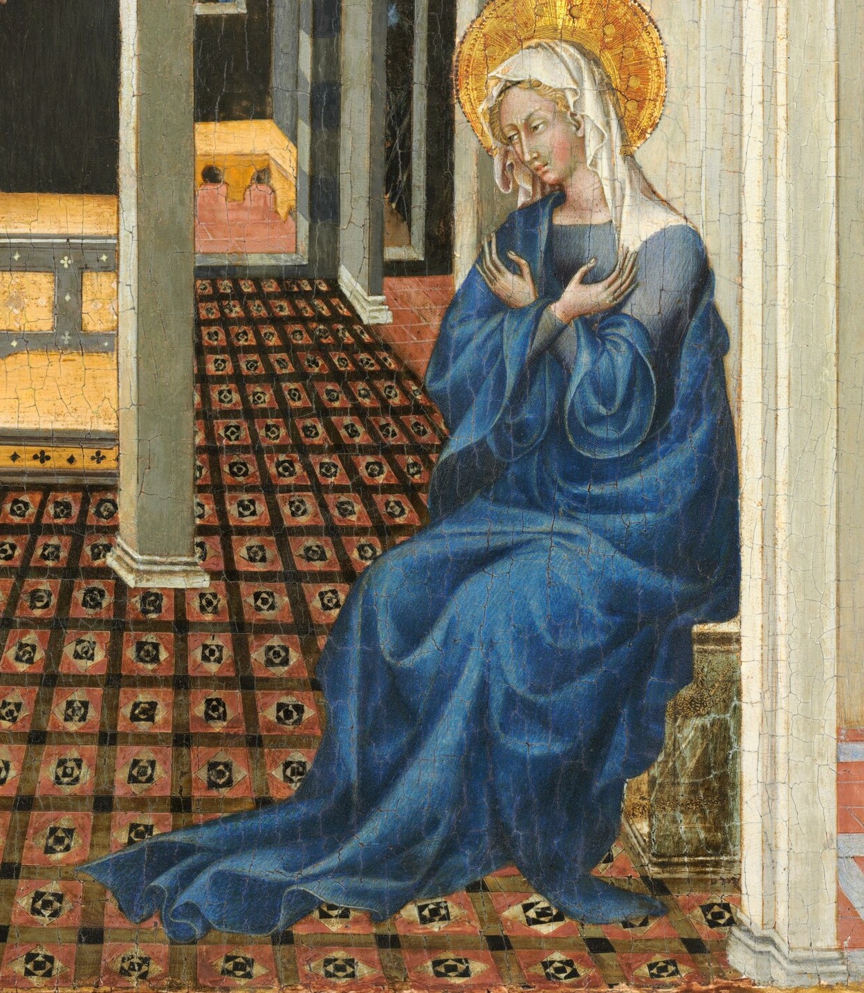 On the right, Mary receives the Annunciation.