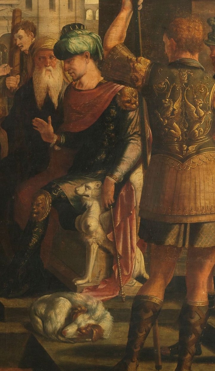 Solomon stands ready, holding his spear.
