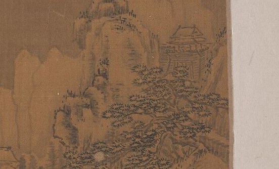 The painter carved the cliff face with calligraphic axe-cut strokes.