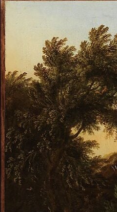 The bearded patriarch's outstretched arm is the compositional command issuing the entire scene , following his sight-line organizes the painting's narrative.