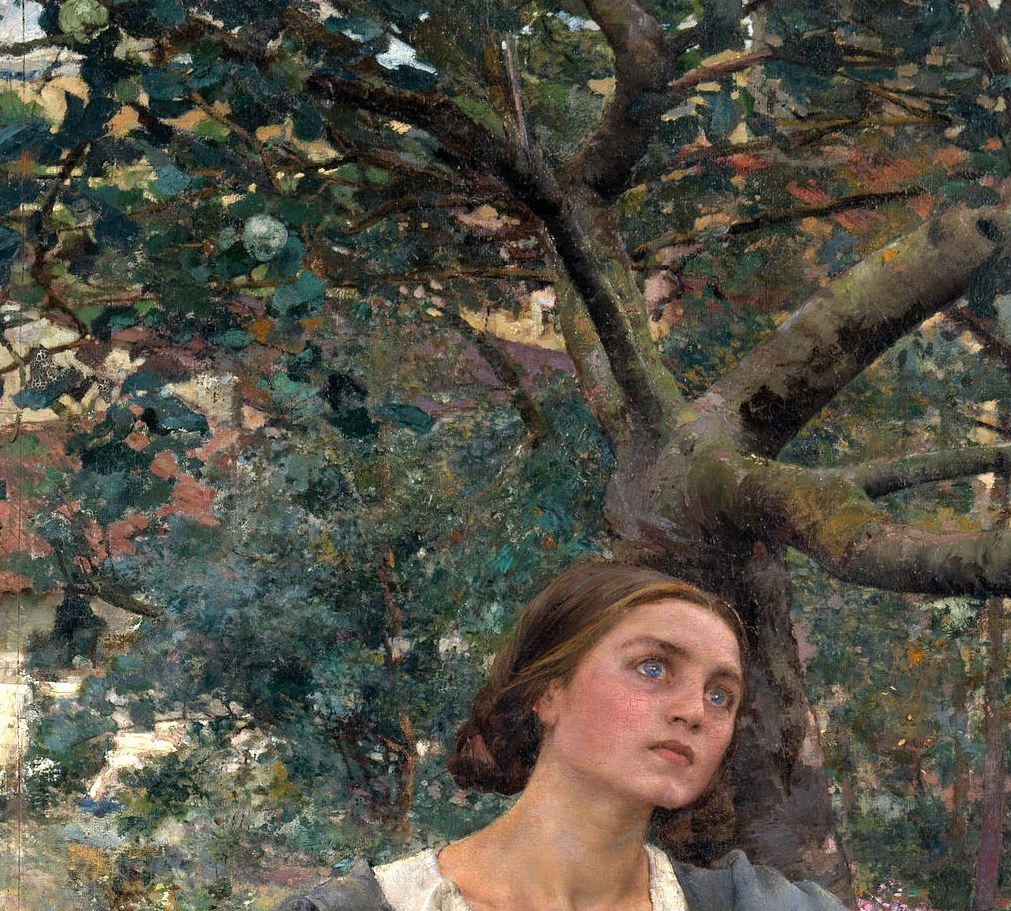 And her eyes are no longer seeing the garden.