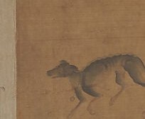 The lone dog has already raced ahead of everyone.