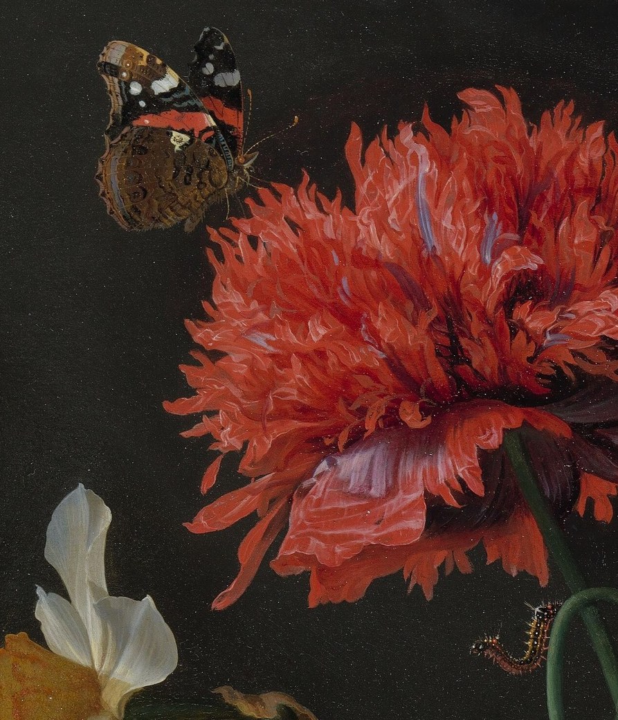 Every blossom, leaf, and insect is rendered in perfect detail.