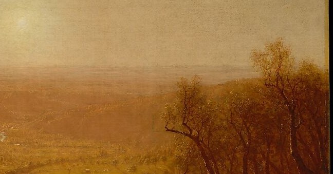 The open valley dissolves into pure atmosphere , an almost abstract zone of warm air that demonstrates Gifford's thesis that light, not topography, is the true subject of landscape.