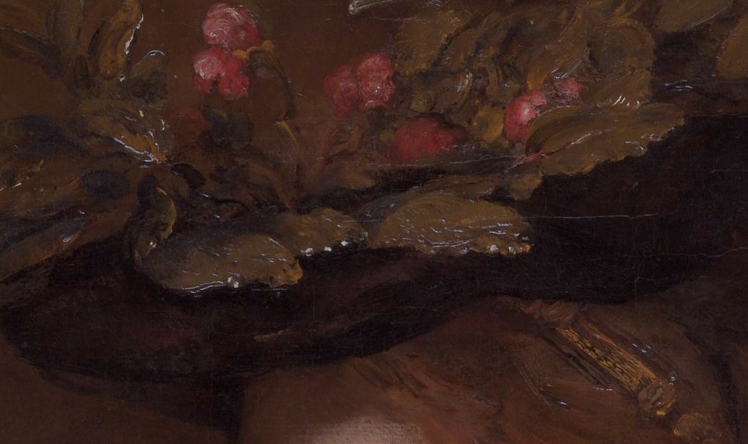 The eyes do not meet the viewer , an unusual choice for a goddess portrait; this inwardness transforms a mythological type into a private, grieving meditation.